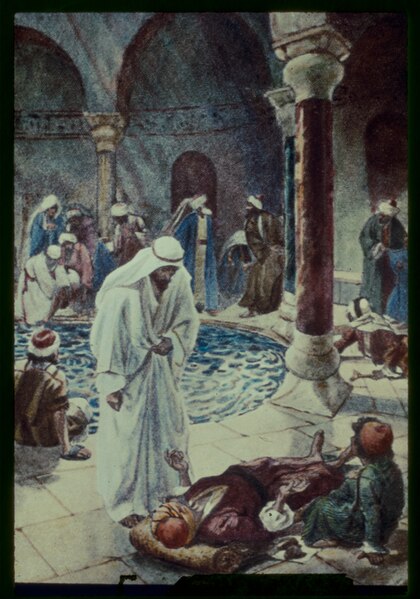 Bethesda, having five porches - Jesus heals man with infirmity thirty and eight years