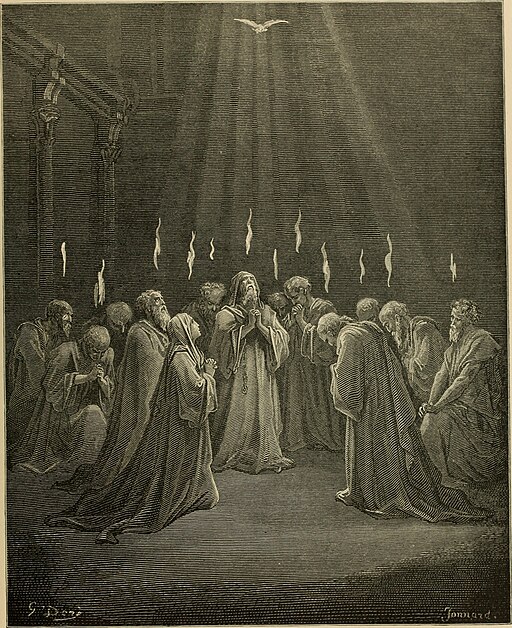 The descent of the Spirit. Acts 2:2-3. Illustration by Gustave Doré
